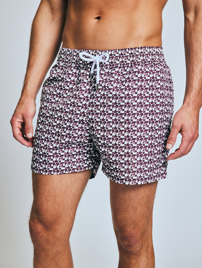 SPORT SWIM SHORTS  SQUARE TILE PRINT