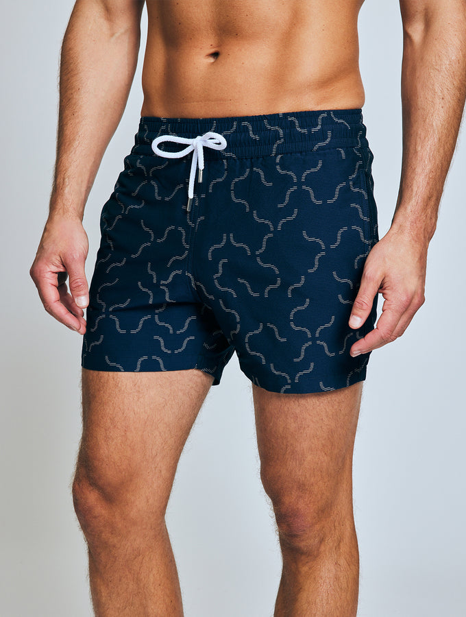 SPORT SWIM SHORTS  JACQUARD LINEAR TILE PRINT