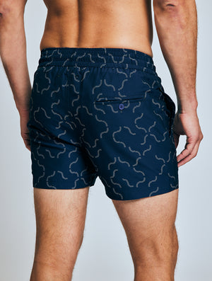 SPORT SWIM SHORTS  JACQUARD LINEAR TILE PRINT