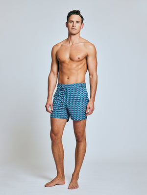 TAILORED SWIM SHORTS SQUARE TILE PRINT