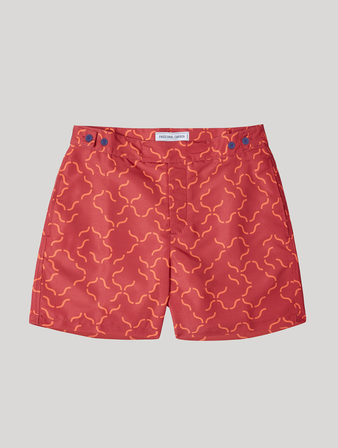 TAILORED SWIM SHORTS LINEAR TILE PRINT