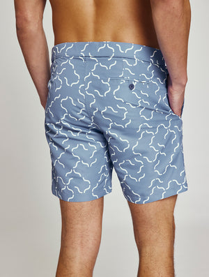 TAILORED SWIM SHORTS LINEAR TILE PRINT