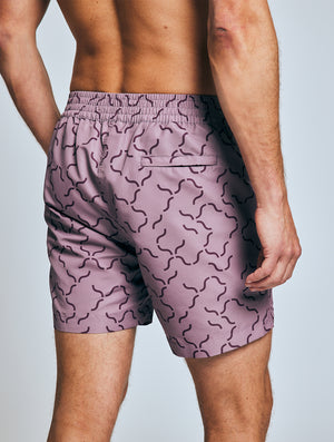 CLASSIC SWIM SHORTS  LINEAR TILE PRINT