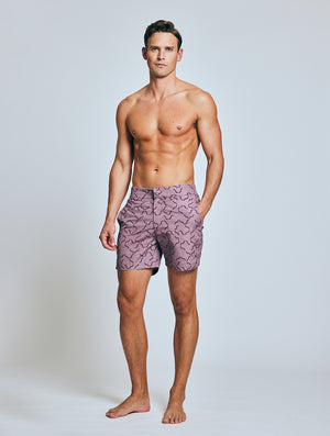 CLASSIC SWIM SHORTS  LINEAR TILE PRINT