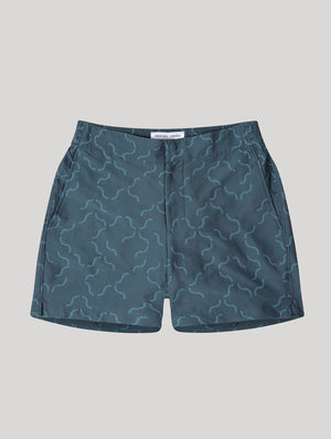 CLASSIC SWIM SHORTS JACQUARD LINEAR TILE PRINT