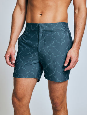 CLASSIC SWIM SHORTS JACQUARD LINEAR TILE PRINT