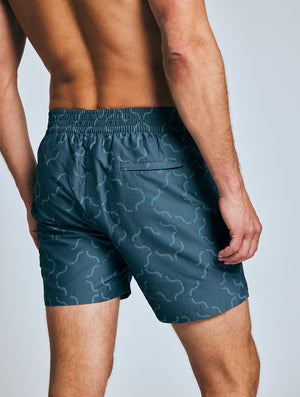 CLASSIC SWIM SHORTS JACQUARD LINEAR TILE PRINT