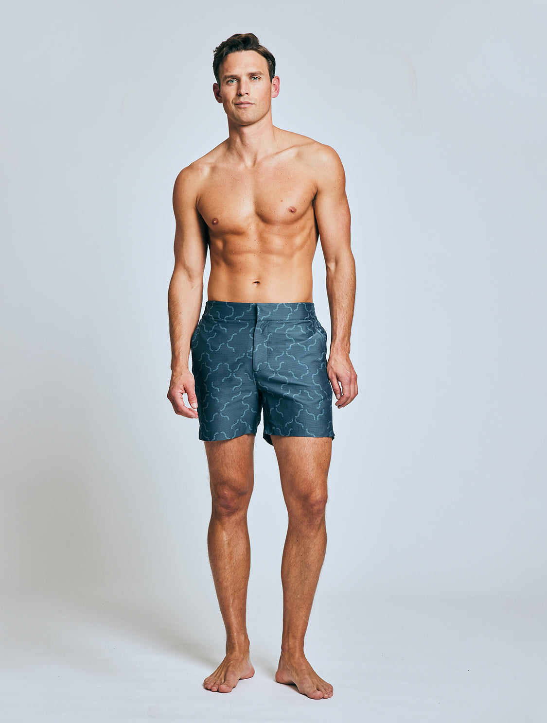 CLASSIC SWIM SHORTS JACQUARD LINEAR TILE PRINT